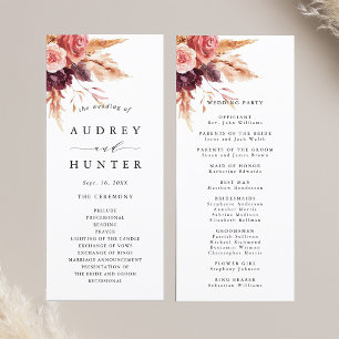 Boho Burgundy Terracotta Floral Wedding Program