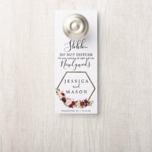 Boho Burgundy Wedding Door Hanger Do Not Disturb