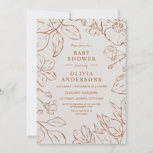 Boho Burnt Orange Botanical Baby Shower Invitation