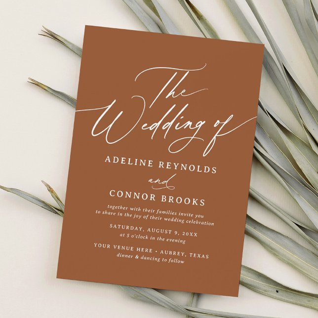 Boho Burnt Orange Calligraphy Wedding of Invitation (Creator Uploaded)