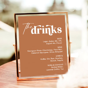 Boho Burnt Orange Drink Menu Wedding Bar Sign