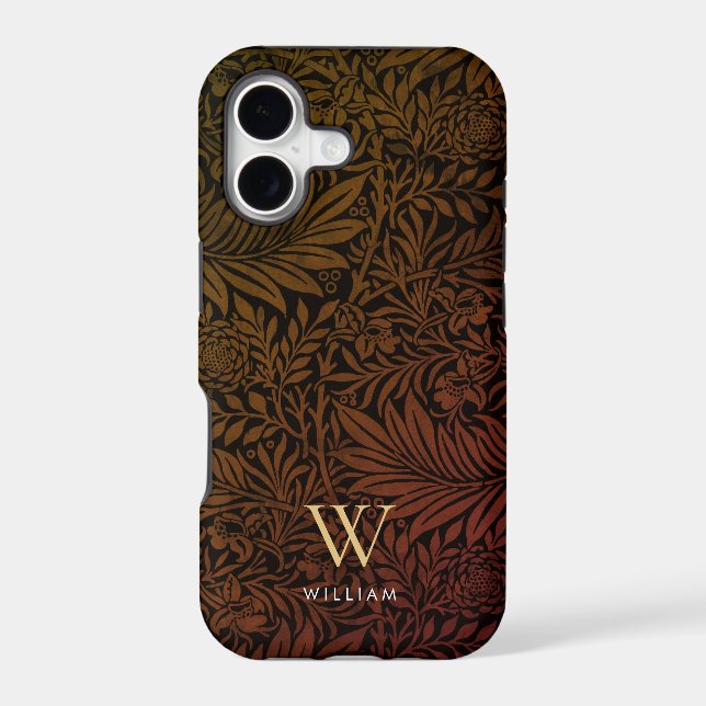 Boho Burnt Orange Floral Gold Monogram Name (Back)