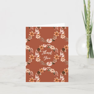 Boho Burnt Orange Floral Wreath Note Card