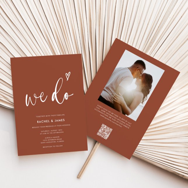 Boho Burnt Orange Modern Minimalist We Do Wedding Invitation (Creator Uploaded)