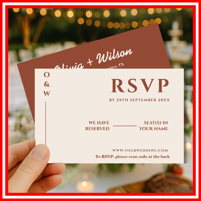 Boho Burnt Orange | Modern Wedding RSVP Card (Creator Uploaded)