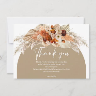 Boho burnt orange terracotta copper floral arch thank you card