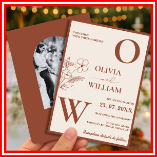 Boho Burnt Orange Terracotta Rustic Wedding  Invitation