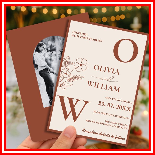 Boho Burnt Orange Terracotta Rustic Wedding  Invitation (Creator Uploaded)