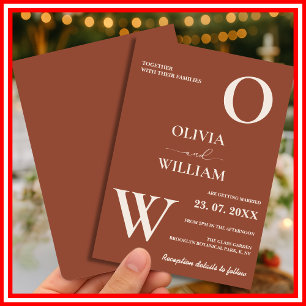 Boho Burnt Orange Terracotta Rustic Wedding Invitation