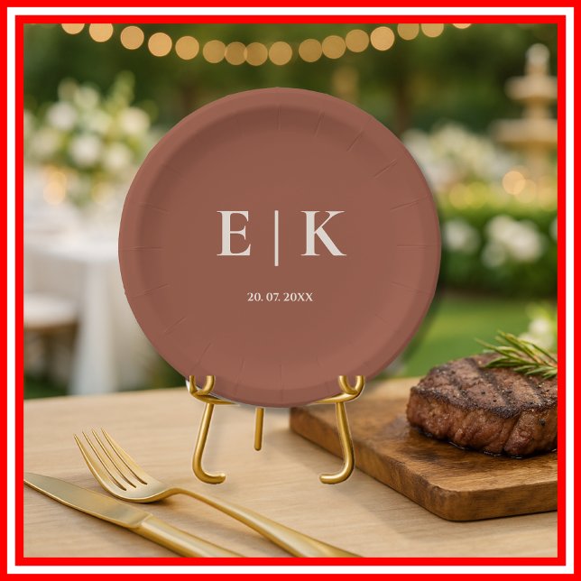 Boho Burnt Orange Terracotta Rustic Wedding  Paper Plate (Creator Uploaded)