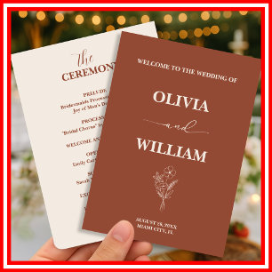 Boho Burnt Orange Terracotta Rustic Wedding  Program