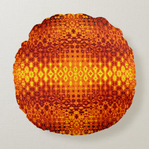Boho burnt orange throw round pillows. round cushion