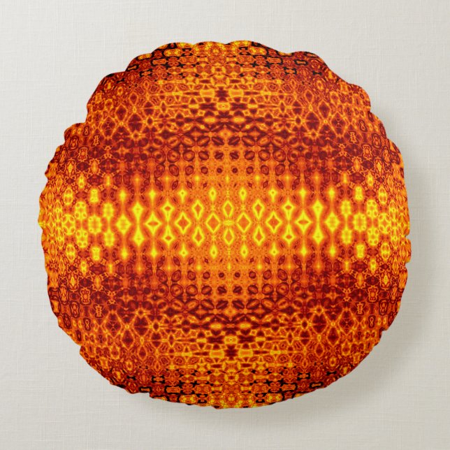 Boho burnt orange throw round pillows. round cushion (Front)