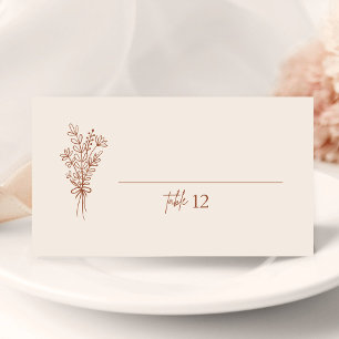 Boho Burnt Orange Wedding Folded Place Card