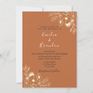 Boho Burnt Orange Wedding Invitation