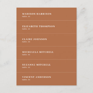 Boho Burnt Orange Wedding Place Name Card