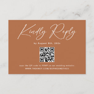 Boho Burnt Orange Wedding RSVP QR Code Enclosure Card