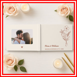 Boho Burnt Orange   Wildflower Guest Book