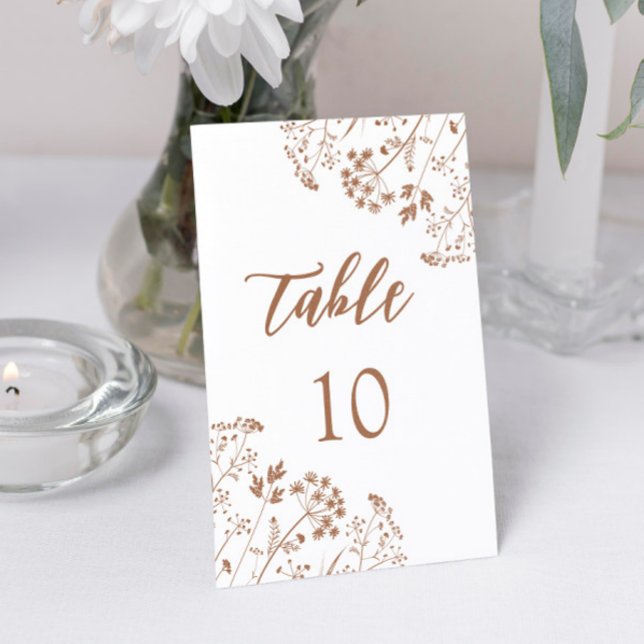 Boho Burnt Orange Wildflowers Terracotta Wedding Table Number (Creator Uploaded)