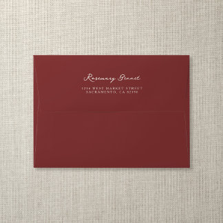 Boho Burnt Red Wedding Return Address Envelope
