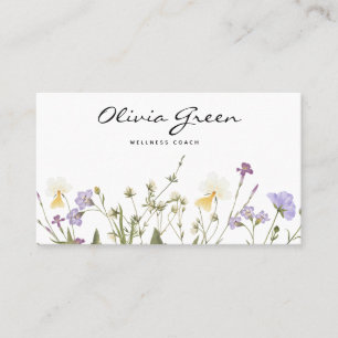 Boho Business Card, Watercolor Floral Feminine Card