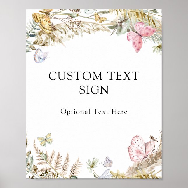 Boho Butterflies Custom Text Sign (Front)