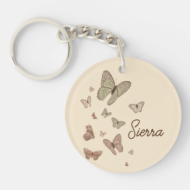 Boho Butterflies Desert Name Acrylic Keychain (Front)