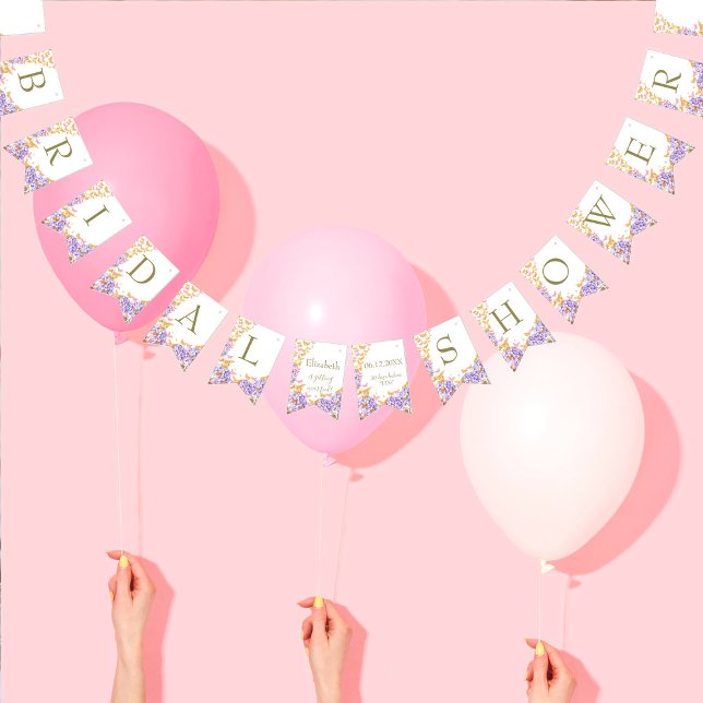 Boho Butterflies Hydrangeas Rustic Bridal Shower Bunting (Creator Uploaded)