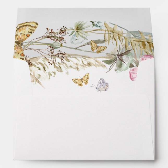 Boho Butterflies Lined with Return Address Envelope (Back (Bottom))