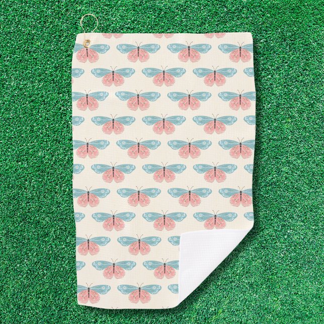 Boho Butterflies On Light Yellow Background Golf Towel (Creator Uploaded)