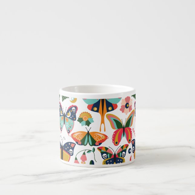 Boho Butterflies: Seamless Wallpaper Pattern. Espresso Cup (Front)