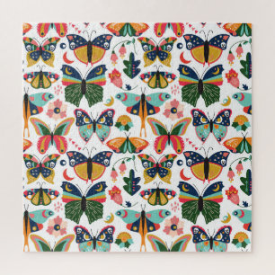 Boho Butterflies: Seamless Wallpaper Pattern. Jigsaw Puzzle