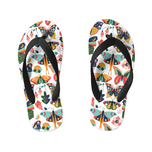 Boho Butterflies: Seamless Wallpaper Pattern. Kid's Thongs (Footbed)