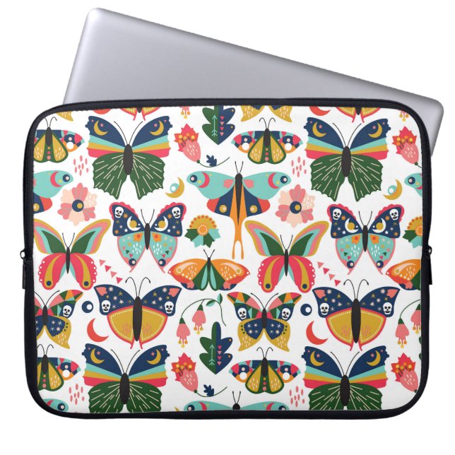 Boho Butterflies: Seamless Wallpaper Pattern. Laptop Sleeve (Front)