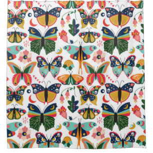 Boho Butterflies: Seamless Wallpaper Pattern. Shower Curtain