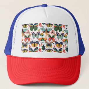Boho Butterflies: Seamless Wallpaper Pattern. Trucker Hat