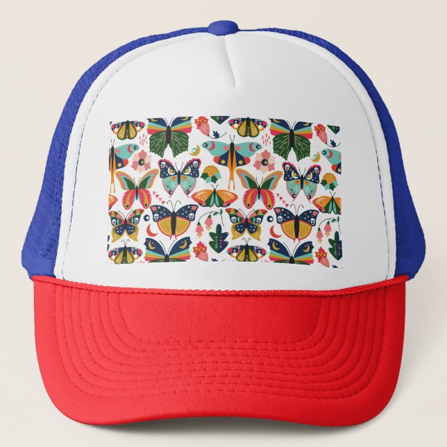 Boho Butterflies: Seamless Wallpaper Pattern. Trucker Hat (Front)
