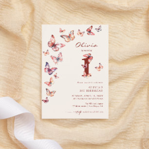Boho Butterfly 1st Birthday  Invitation