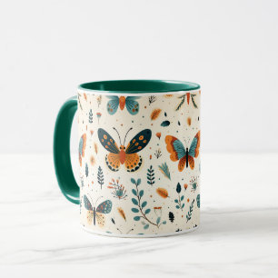 Boho Butterfly and Botanical Meadow Mug