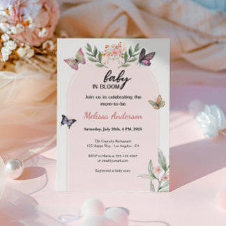 Boho Butterfly Baby in Bloom Baby Shower Invitation