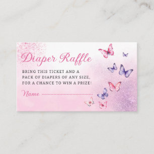 Boho Butterfly Baby Shower Diaper Raffle Ticket Enclosure Card