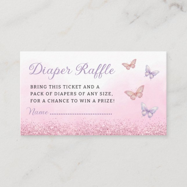 Boho Butterfly Baby Shower Diaper Raffle Ticket  Enclosure Card (Front)