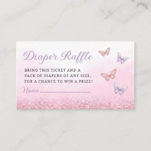 Boho Butterfly Baby Shower Diaper Raffle Ticket Enclosure Card