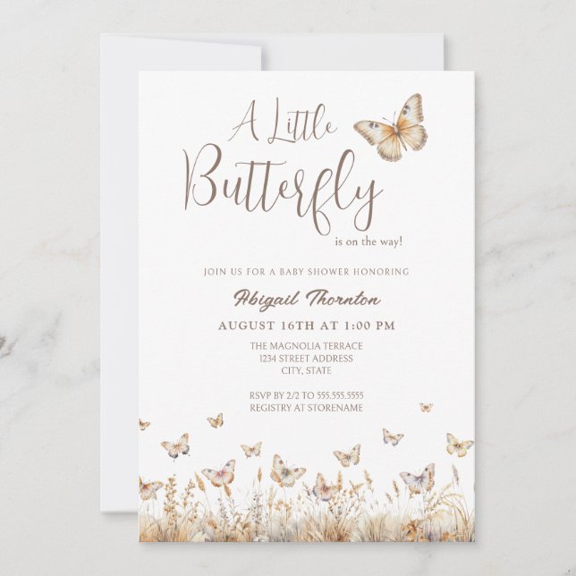 Boho Butterfly Baby Shower Invitation (Front)
