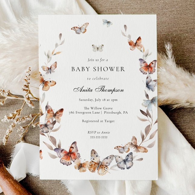 Boho Butterfly Baby Shower Invitation (Creator Uploaded)