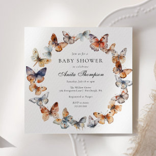 Boho Butterfly Baby Shower Invitation