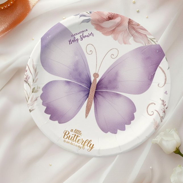 Boho Butterfly Baby Shower Paper Plate (Creator Uploaded)