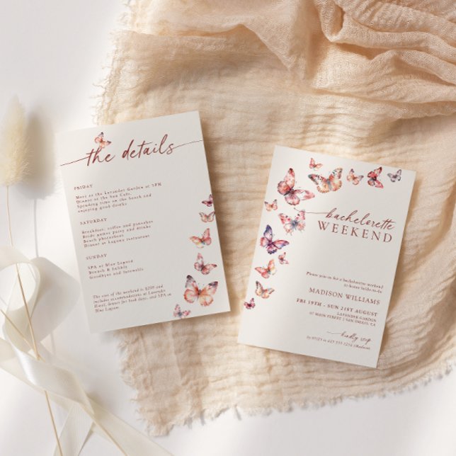 Boho Butterfly Bachelorette Weekend Itinerary Invitation (Creator Uploaded)