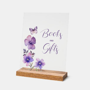 Boho Butterfly Books and Gifts Girl Baby Shower Acrylic Sign