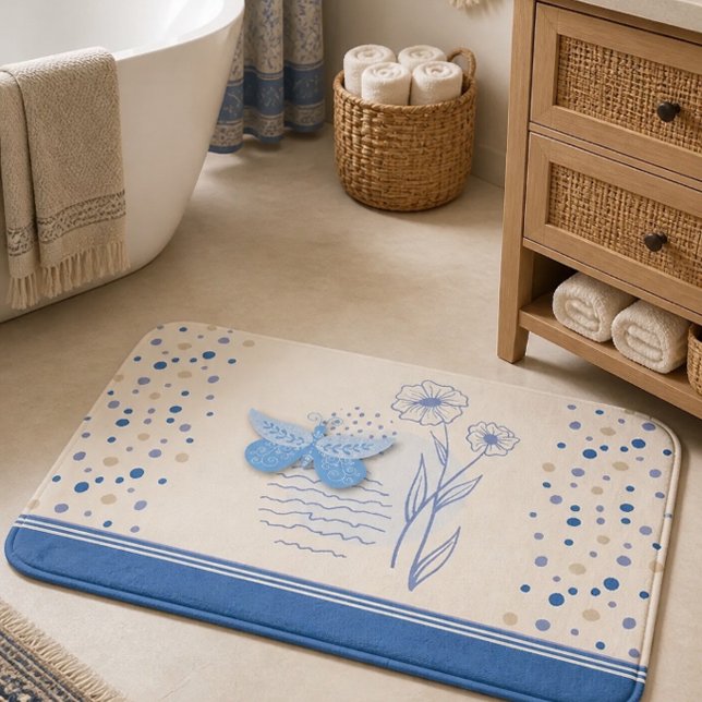 Boho Butterfly & Botanical Bath Mat (Creator Uploaded)